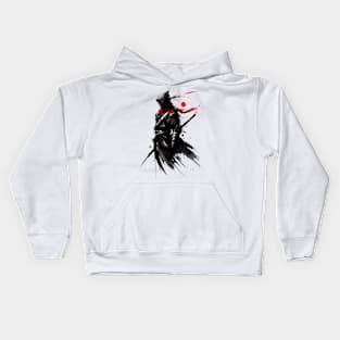 Crimson Shadow: Ink Wash Ninja Kids Hoodie